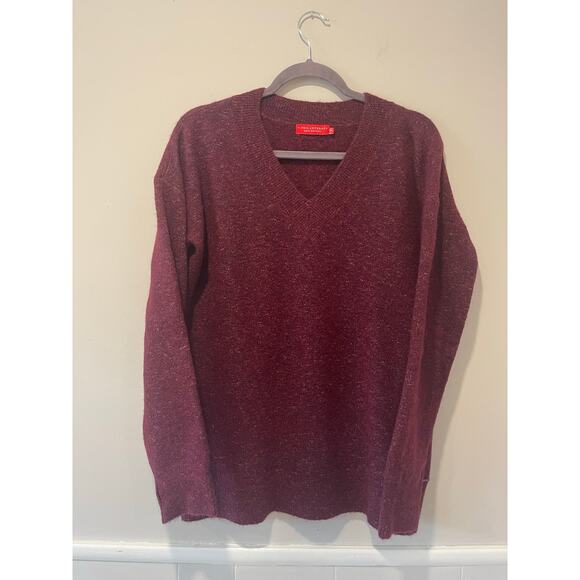 n:Philanthropy Womens Oversized Alpaca Wool V Neck Sweater Wine Size‎ Medium - Picture 3 of 9